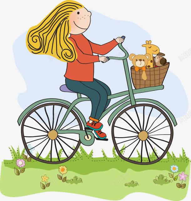 手绘卡通人物骑自行车图案png免抠素材_88icon https://88icon.com 卡通人物骑自行车 图案 手绘
