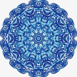 圆形青花瓷花纹纹样素材