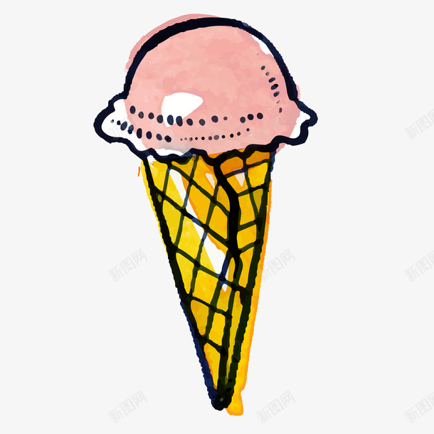 卡通手绘彩绘甜筒冰淇淋矢量图ai免抠素材_88icon https://88icon.com 冰淇淋 彩绘 手绘 甜筒 甜食 雪糕 食物 矢量图