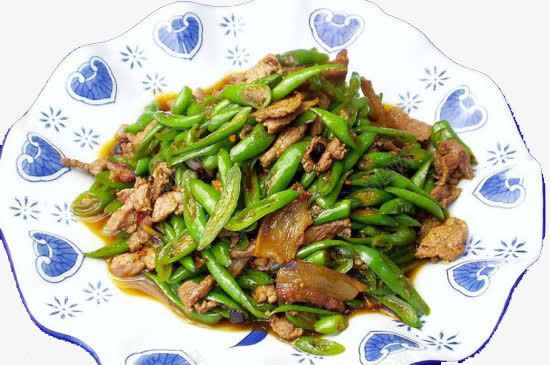 豆角炒肉png免抠素材_88icon https://88icon.com 中国菜 炒菜 热菜 美食 豆角炒肉片