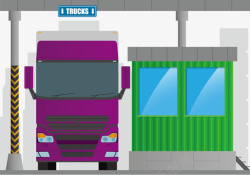 一辆紫色大货车矢量图素材