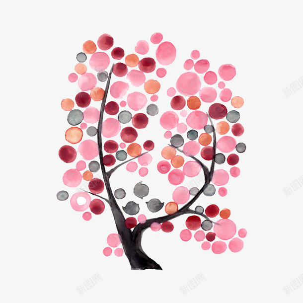 卡通手绘创意粉色系树叶png免抠素材_88icon https://88icon.com 创意树 树木 粉色树叶 质感