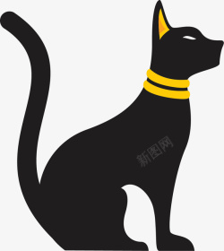 古埃及风格黑色狗头符号矢量图高清图片