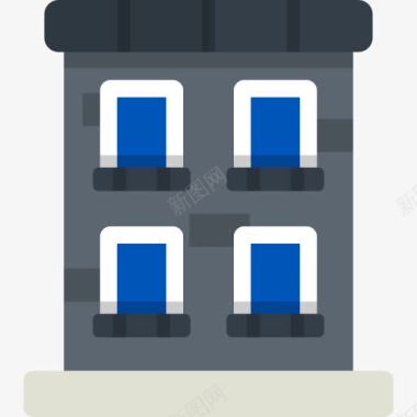 古代办公楼建筑图标图标