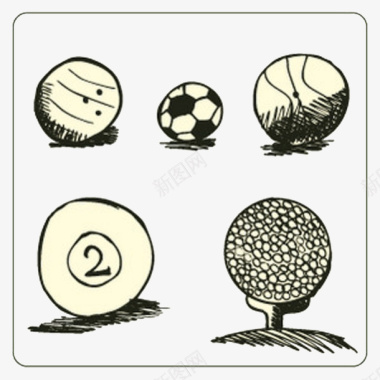 运动足球自由向量集体育黑白涂鸦图标图标