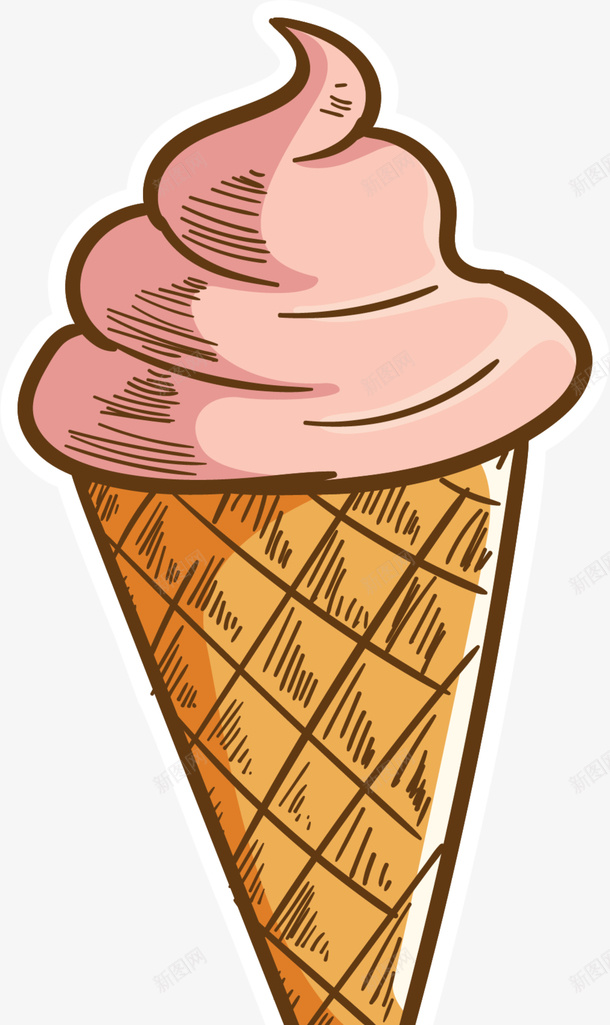 夏季手绘粉色冰激凌png免抠素材_88icon https://88icon.com 一个冰激凌 夏季冰激凌 手绘冰激凌 画画 粉色冰激凌 绘画