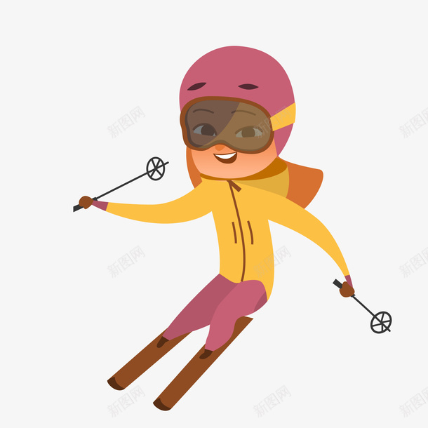 卡通滑雪的女孩人物矢量图ai免抠素材_88icon https://88icon.com 人物设计 卡通 女孩 滑雪 滑雪镜 笑容 矢量图