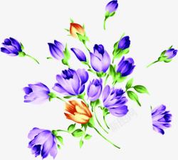 创意合成水彩植物花朵紫色素材