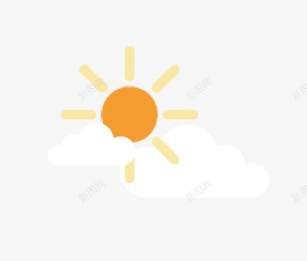 太阳云朵png免抠素材_88icon https://88icon.com 一朵云 卡通太阳 橙色太阳