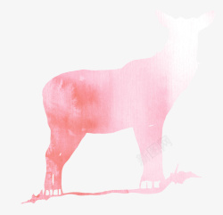 手绘粉色动物图案素材