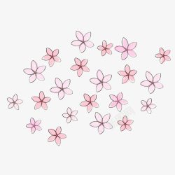 多个粉色可爱卡通花朵素材