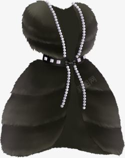 黑色毛绒时尚裙子素材