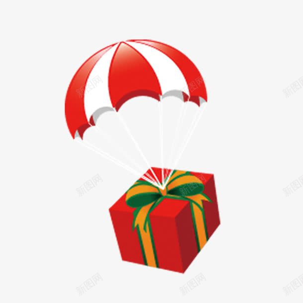 特殊礼物盒png免抠素材_88icon https://88icon.com 礼物 红色礼物盒 降落伞 降落伞礼物盒