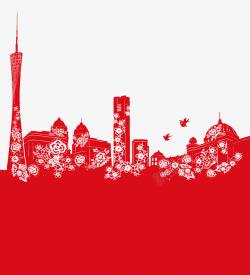 红色喜庆装饰城市素材
