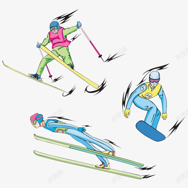卡通滑雪运动png免抠素材_88icon https://88icon.com PNG 单板 卡通 双板 滑雪运动