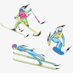 双板滑雪卡通滑雪运动高清图片