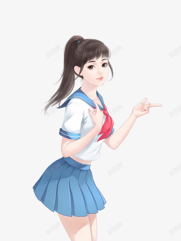 校服长发女孩png免抠素材_88icon https://88icon.com 女孩 校服 长发