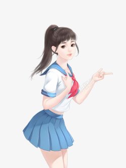 校服长发女孩素材