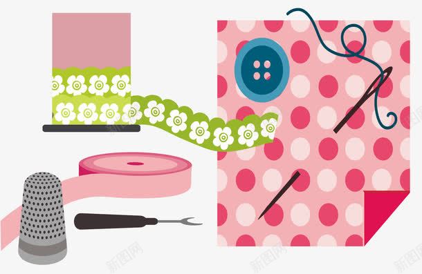 粉色服装用具png免抠素材_88icon https://88icon.com 卡通手绘 服装 生活用品 针线