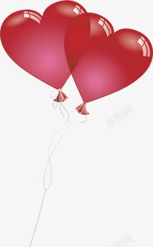 手绘粉色半透明爱心气球素材