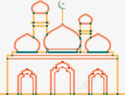 橙色线条伊斯兰建筑素材