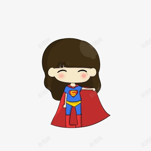 卡通敞开红色斗篷的女超人png免抠素材_88icon https://88icon.com 卡通女超人 卡通手绘 可爱女超人 敞开斗篷