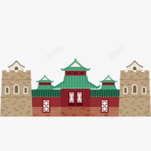 手绘城楼建筑装饰png免抠素材_88icon https://88icon.com 城楼 建筑 手绘 装饰