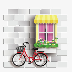 自行车和窗户矢量图素材