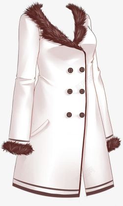 白色可爱毛领外套素材