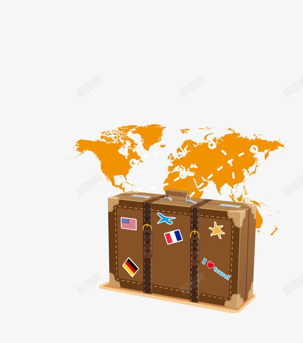 创意棕色环游世界旅行提箱png免抠素材_88icon https://88icon.com 创意棕色 旅行提箱 环游世界 矢量旅行提箱