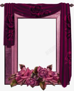 卡通紫色玫瑰花窗帘装饰窗户素材