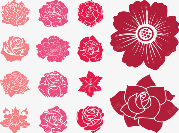 绘制红色的花朵图案png免抠素材_88icon https://88icon.com 矢量素材 矢量花朵 红色矢量 红色素材 红色花朵 花朵素材