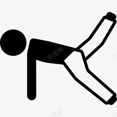 运动人物男孩在地板上伸展腿图标图标