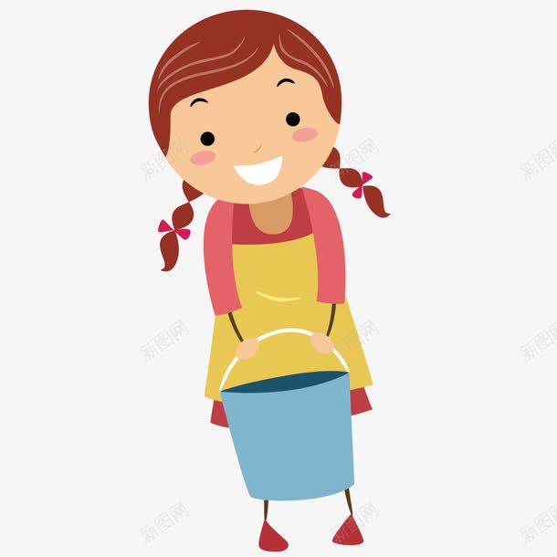 提水桶的女孩png免抠素材_88icon https://88icon.com 卡通 女孩 水桶