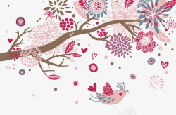 粉色花纹树枝矢量图素材