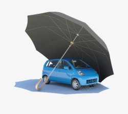 一把黑伞下的车子素材
