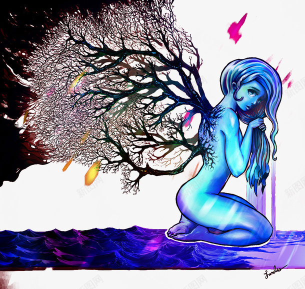 背上长树的的女人png免抠素材_88icon https://88icon.com 人物插画 创意插图 背上长树的的女人图
