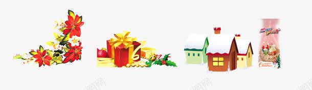 圣诞快乐png免抠素材_88icon https://88icon.com 圣诞节 房子 礼物 艺术字