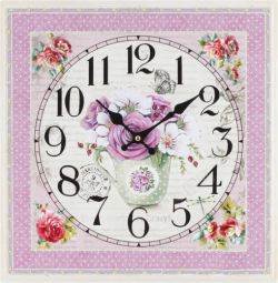 卡通紫色花卉时钟钟表素材