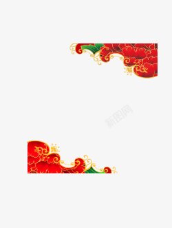 中国风大红喜庆花纹装饰素材