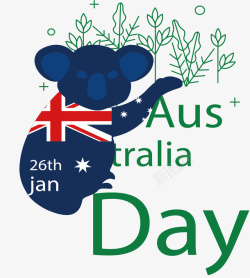 蓝色考拉澳大利亚国旗矢量图素材