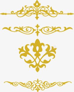 黄色欧式复古花纹装饰素材