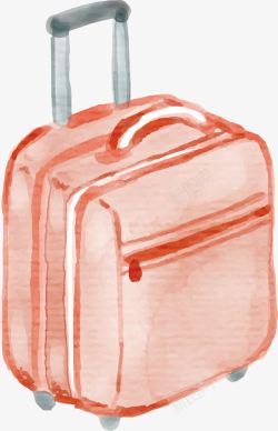 粉色手绘行李箱矢量图素材