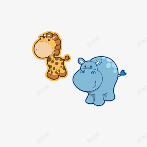 卡通河马和卡通小鹿png免抠素材_88icon https://88icon.com 卡通 小鹿 河马 白底
