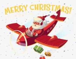 红色圣诞老人和飞艇素材