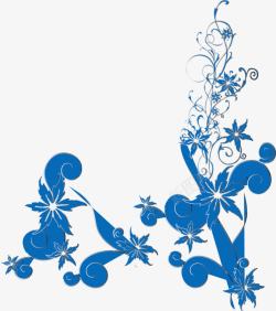 蓝色花型图案素材