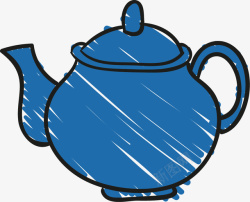手绘茶壶矢量图素材