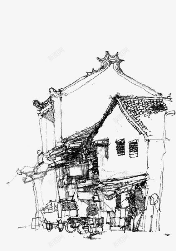 手绘乡间小屋png免抠素材_88icon https://88icon.com 乡间 小屋 手绘 钢笔画