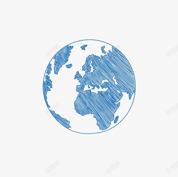 圆珠笔画地球png免抠素材_88icon https://88icon.com 圆珠笔画 地球 蓝色