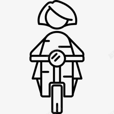 女人骑着摩托车图标图标